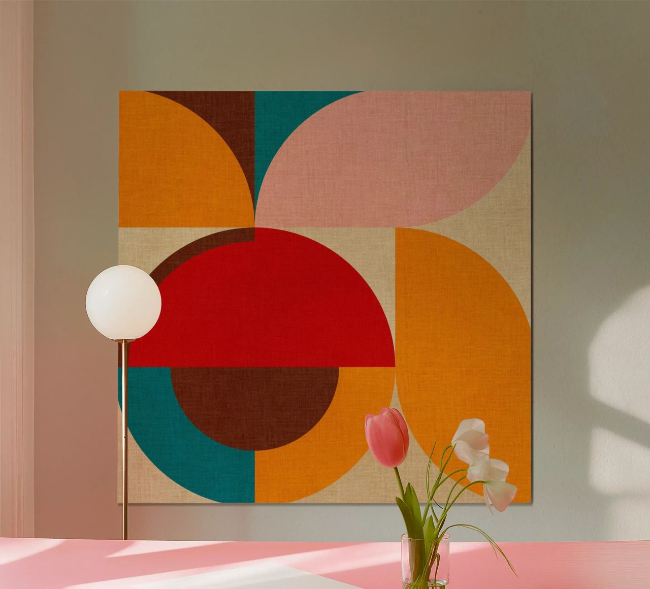 Playful Mid Mod Geometry • Warm Textured Autumnal hahnemühle by Dominique Vari Abstract