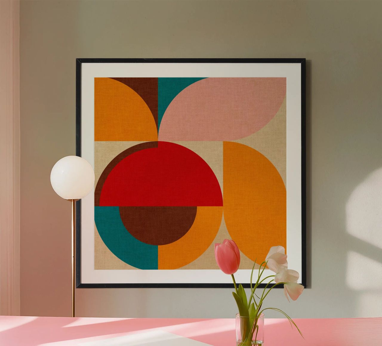 Playful Mid Mod Geometry • Warm Textured Autumnal hahnemühle by Dominique Vari Abstract
