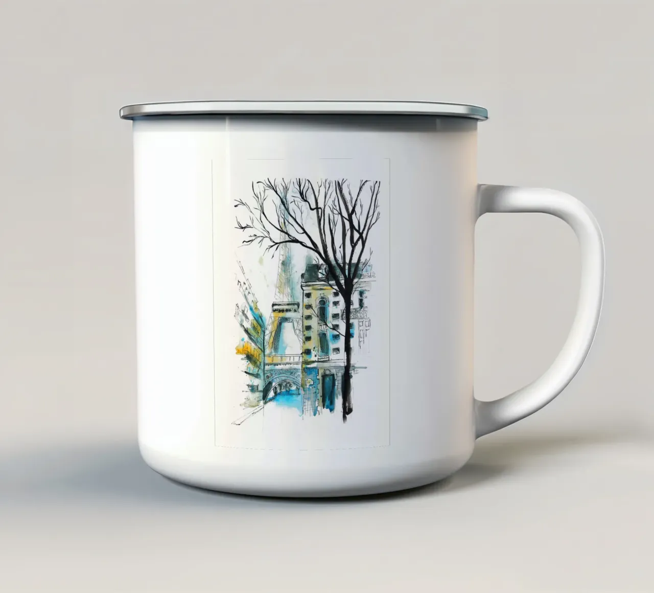 Acquerello di Parigi tazza in smalto da Indigo Rain