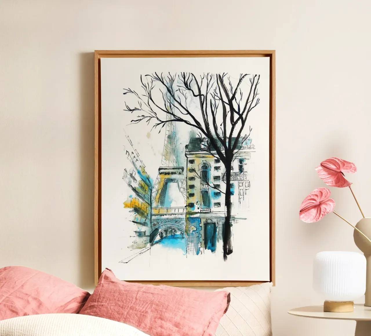 Paris watercolor canvas by Indigo Rain