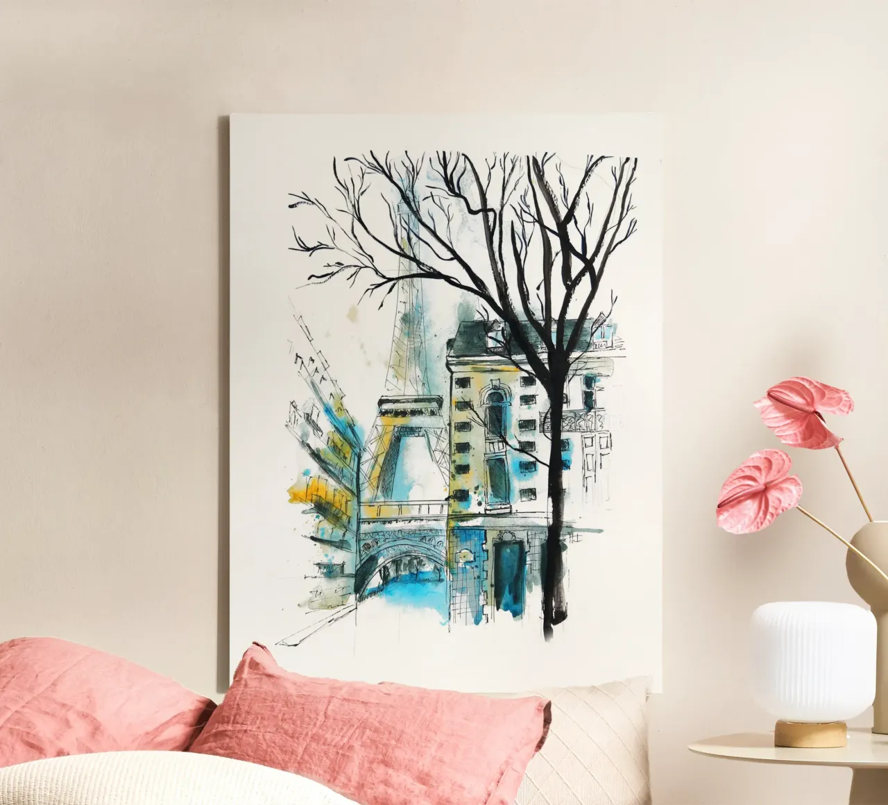 Paris watercolor canvas by Indigo Rain