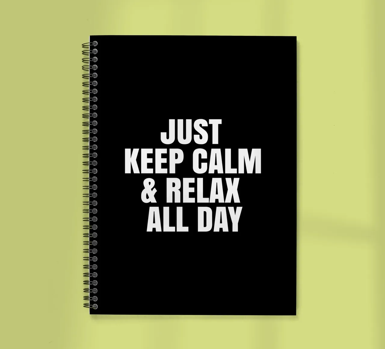 Just keep calm and relax all day spiral notebook by happieeagle
