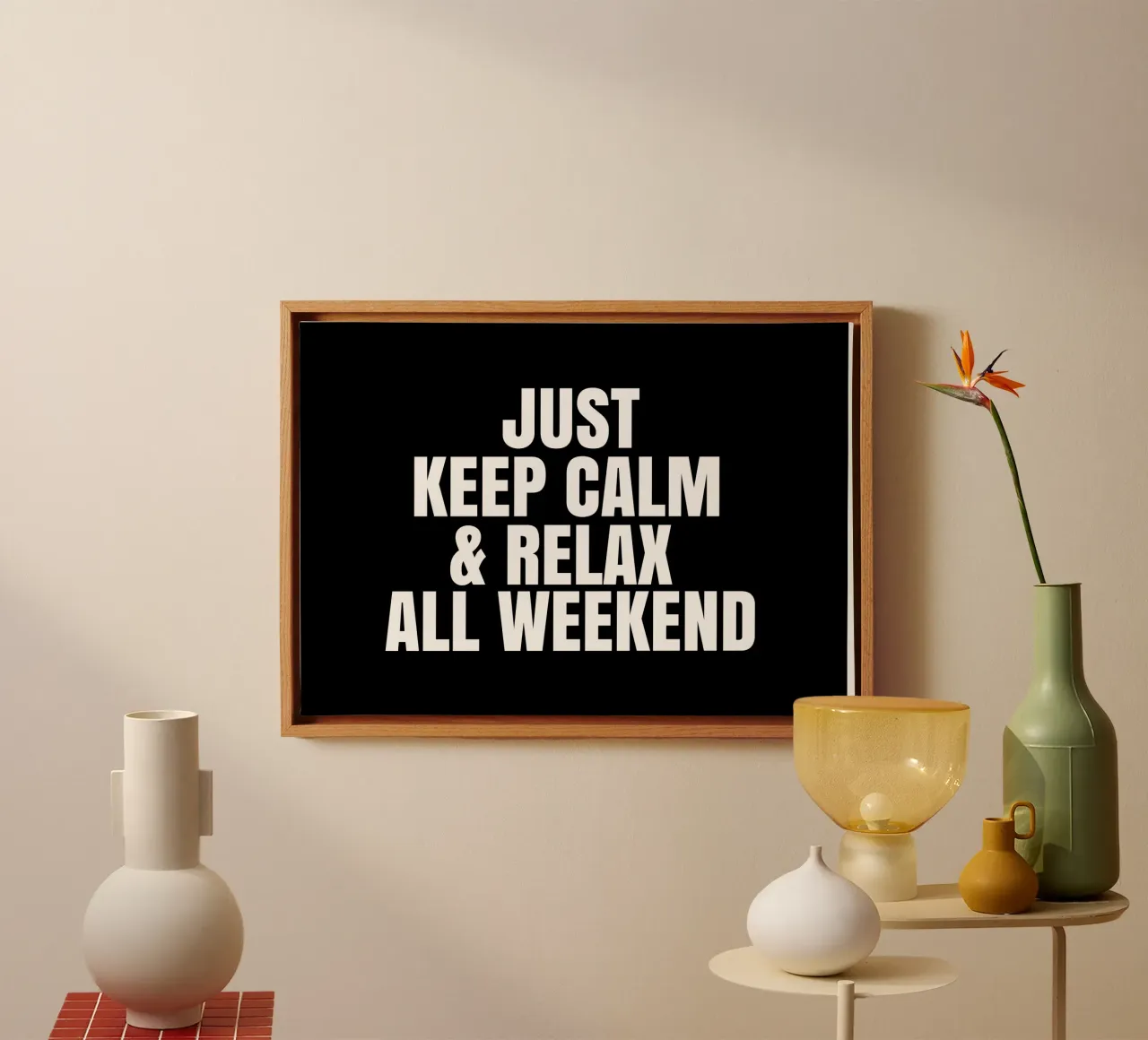 Just keep calm and relax all weekend tela con Cornice a cassetta da happieeagle