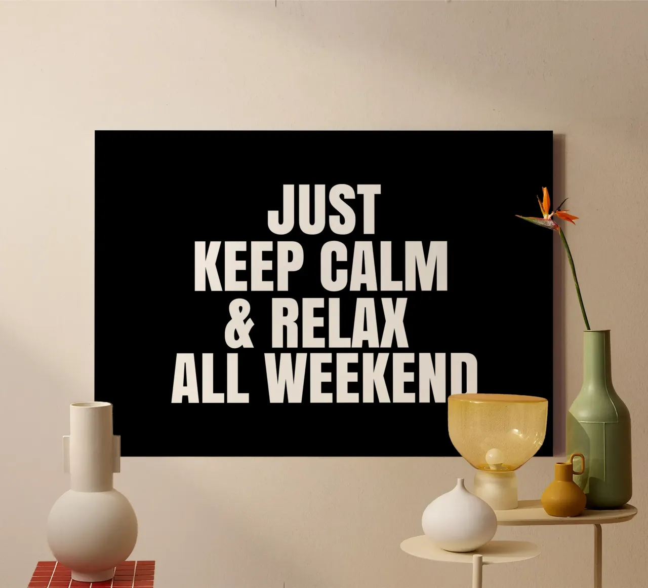 Just keep calm and relax all weekend tela con Cornice a cassetta da happieeagle