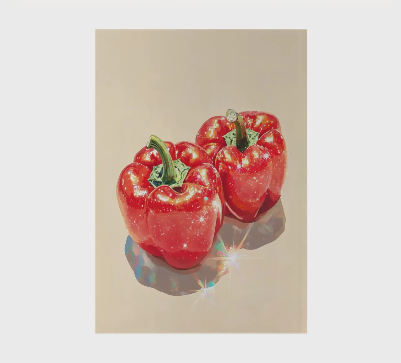 Sparkling Red Bell Peppers notebook by Melloi Art Print