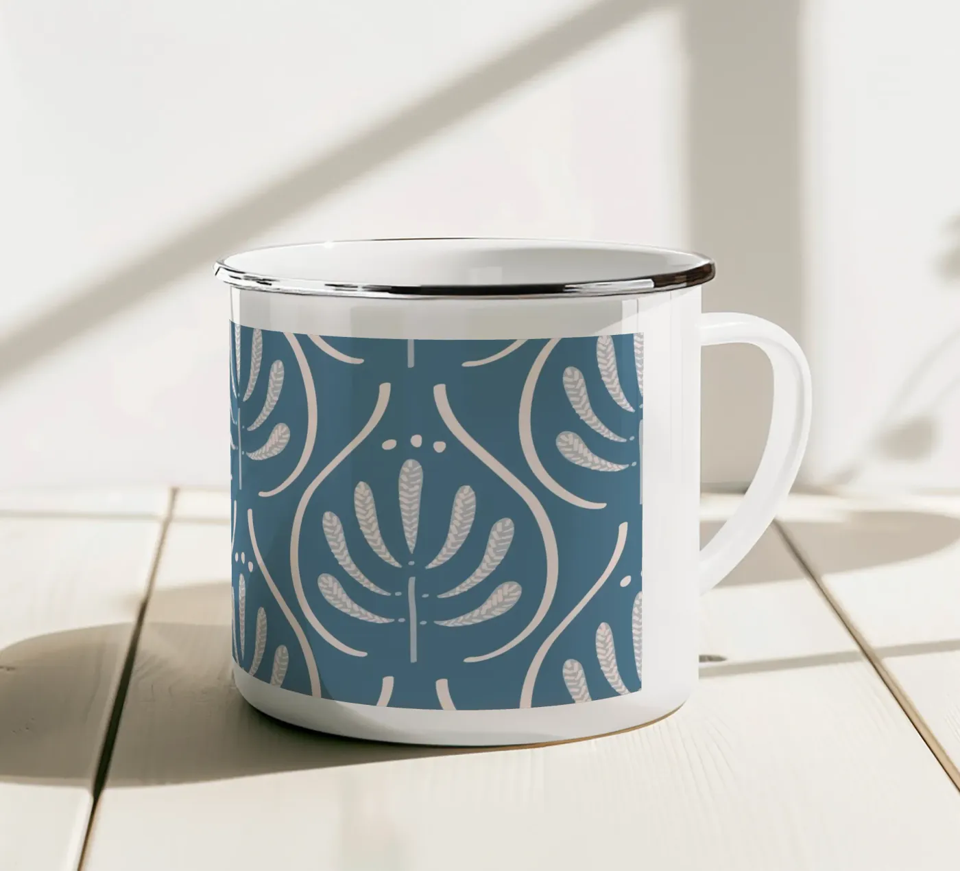 Boho Blue Pattern emaille mok van anisillustration