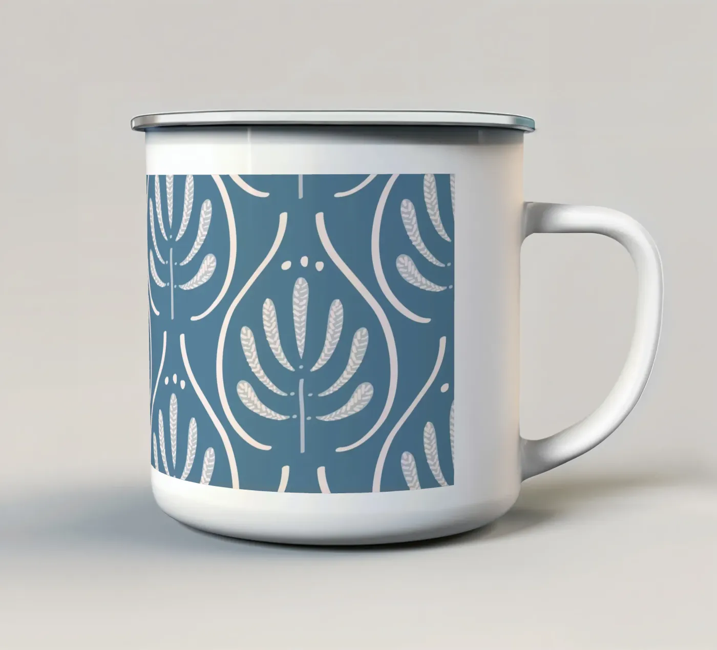 Boho Blue Pattern emaille mok van anisillustration