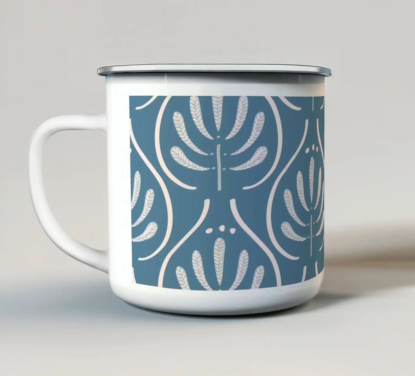 Boho Blue Pattern emaille mok van anisillustration