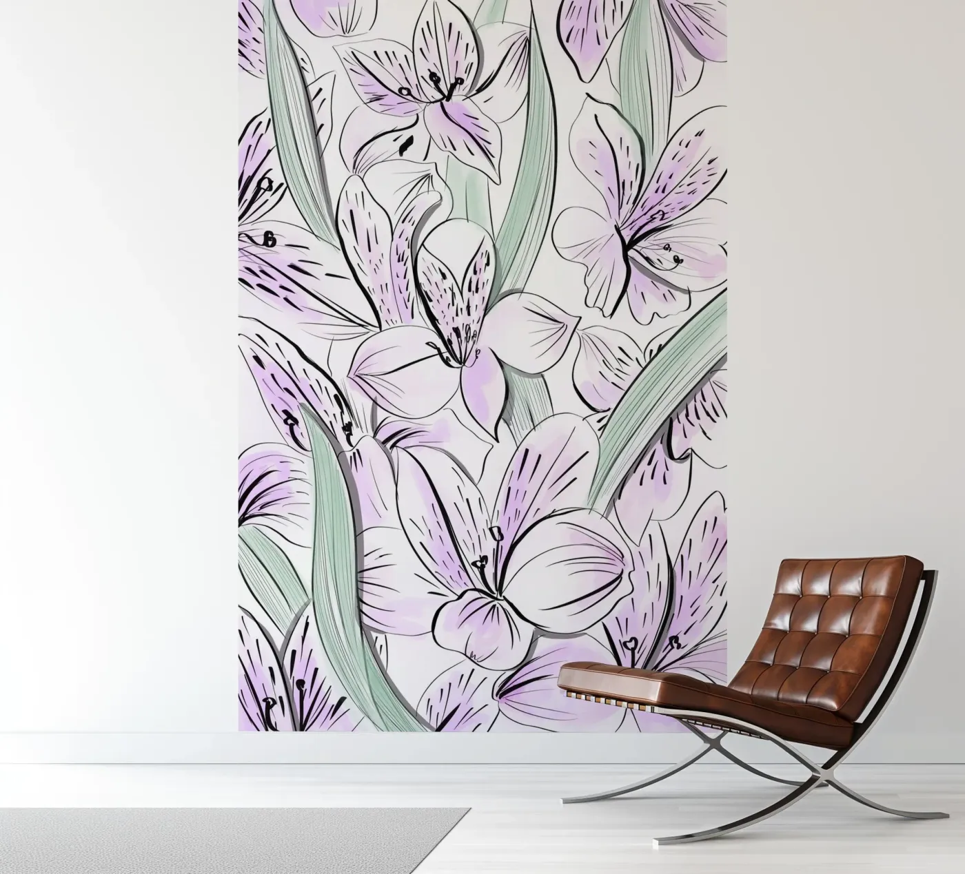 Iris Floral Pattern fotobehang van anisillustration