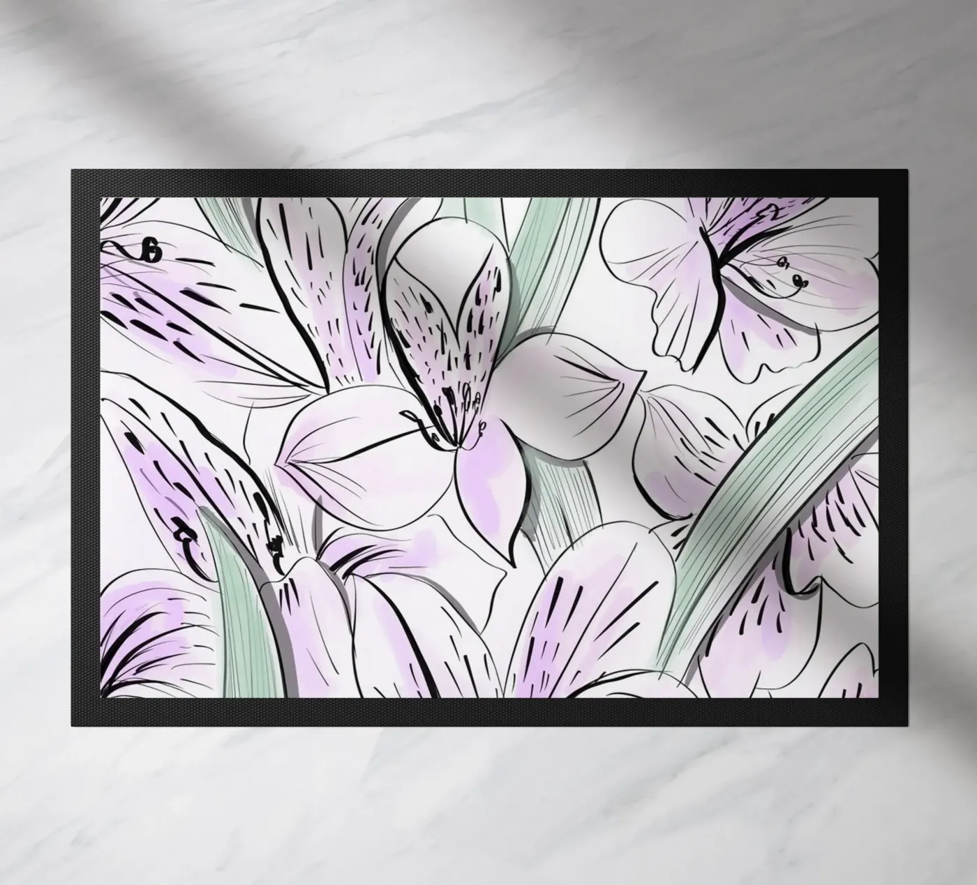 Iris Floral Pattern doormat by anisillustration