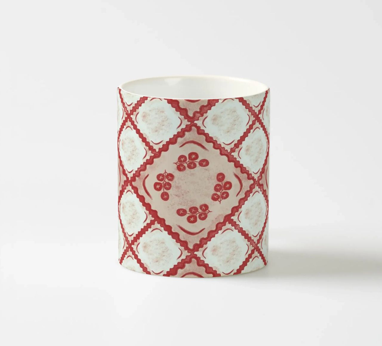 Ravioli Pomodoro Pattern tazza in ceramica da anisillustration
