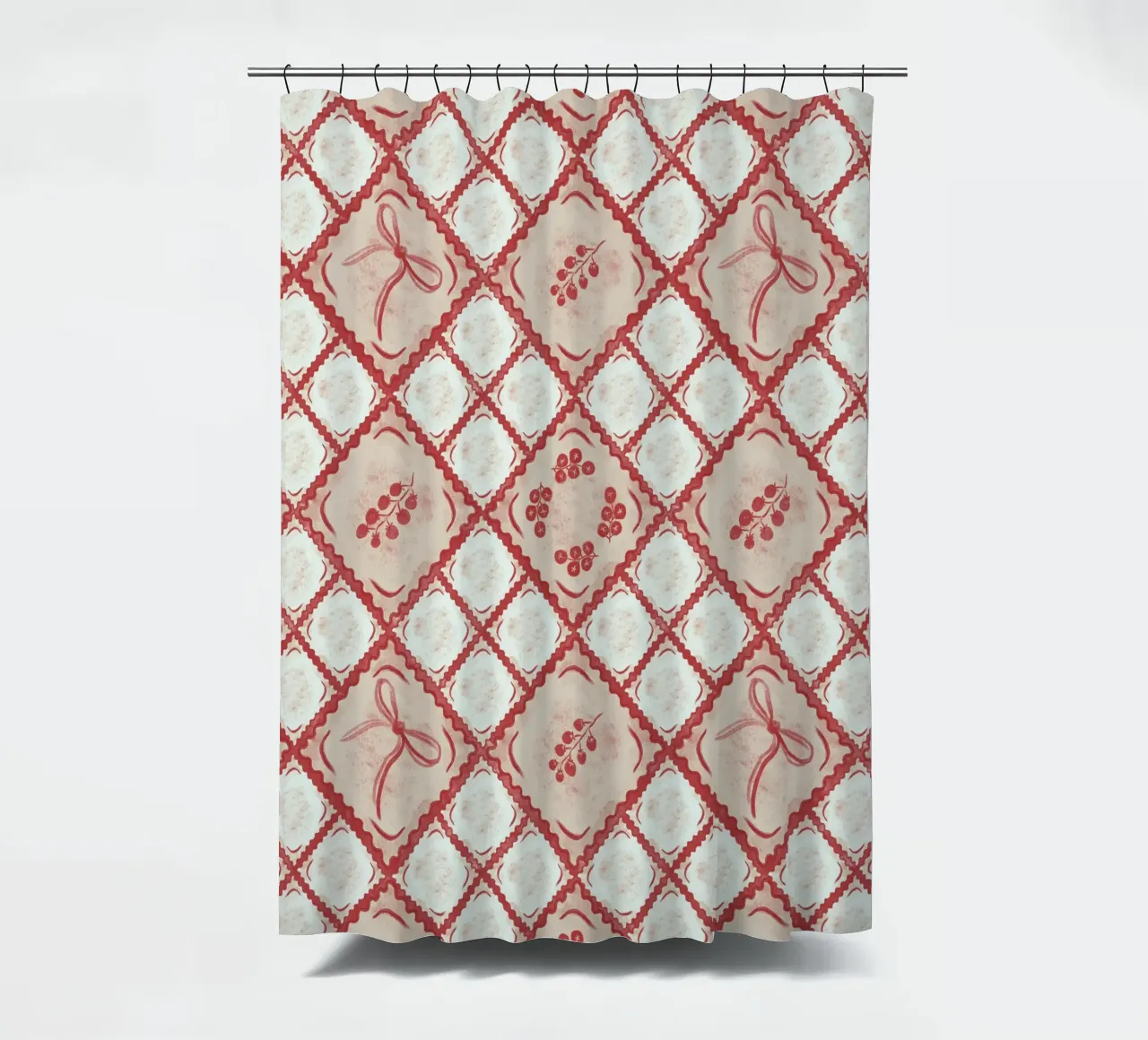 Ravioli Pomodoro Pattern tenda da doccia da anisillustration