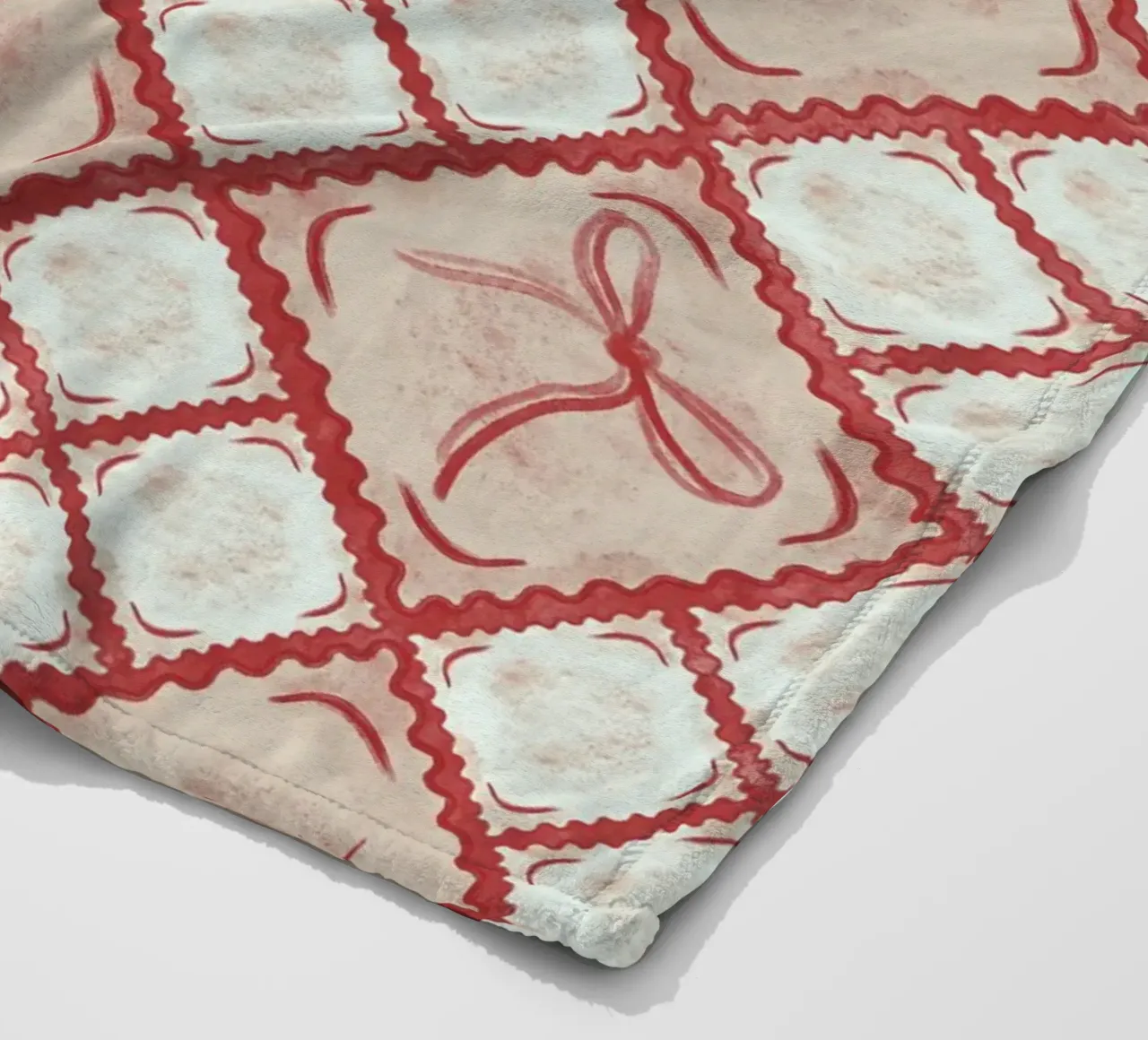 Ravioli Pomodoro Pattern coperta in pile da anisillustration