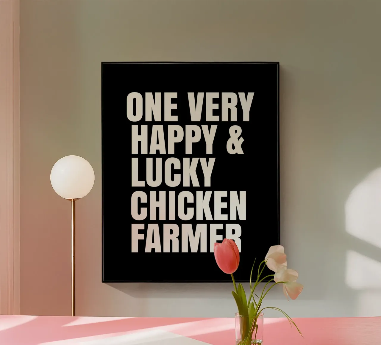 One very happy and lucky chicken farmer plexiglass da happieeagle