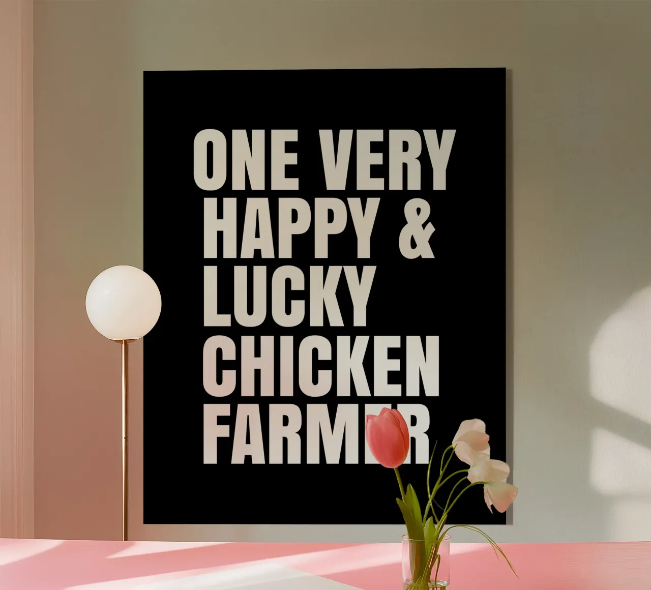 One very happy and lucky chicken farmer plexiglass da happieeagle