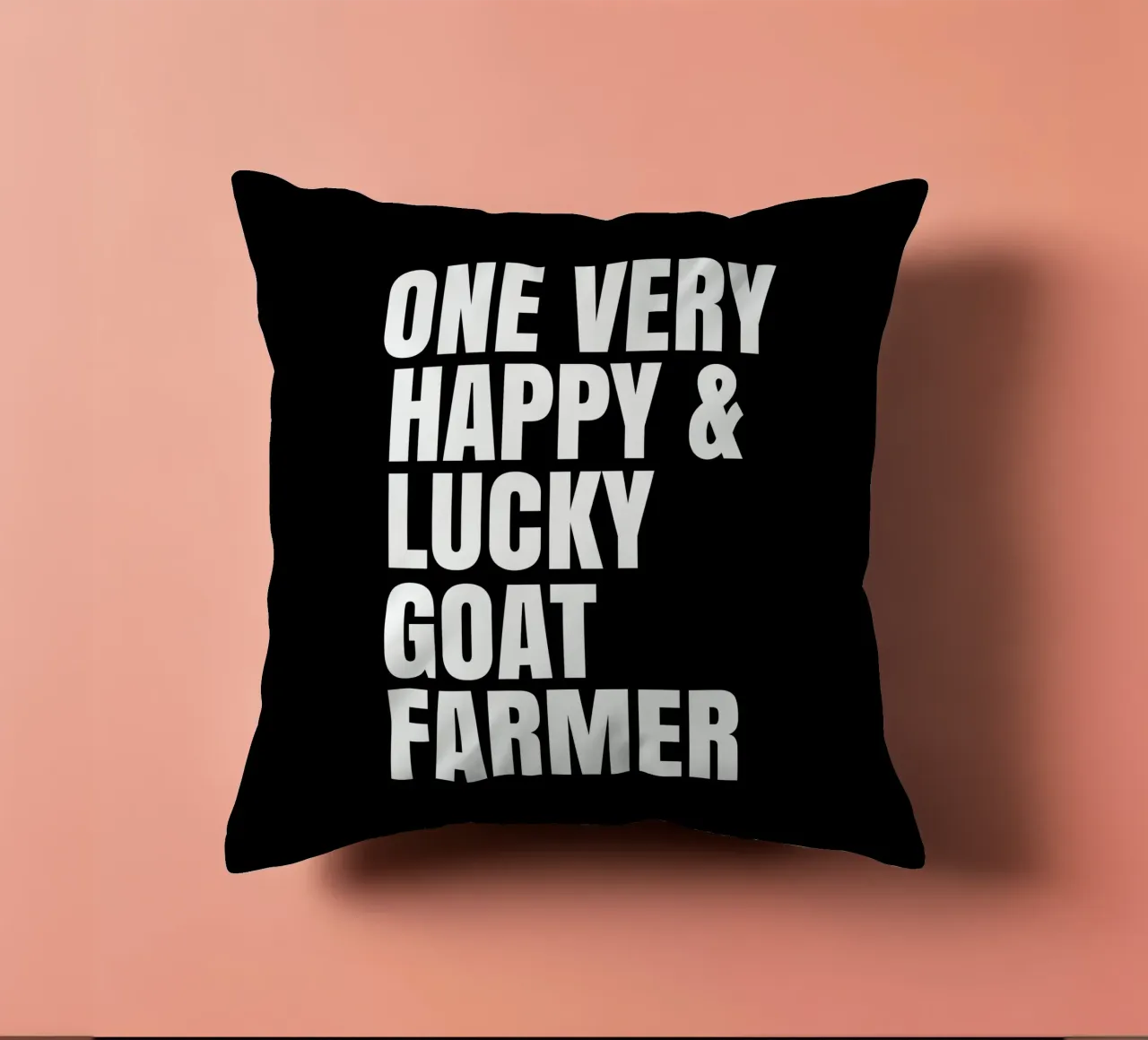 One very happy and lucky goat farmer cuscino da happieeagle