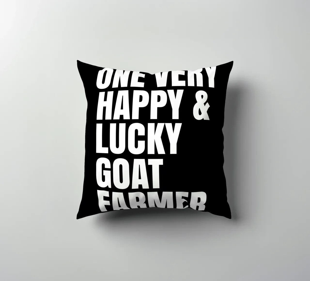 One very happy and lucky goat farmer cuscino da happieeagle