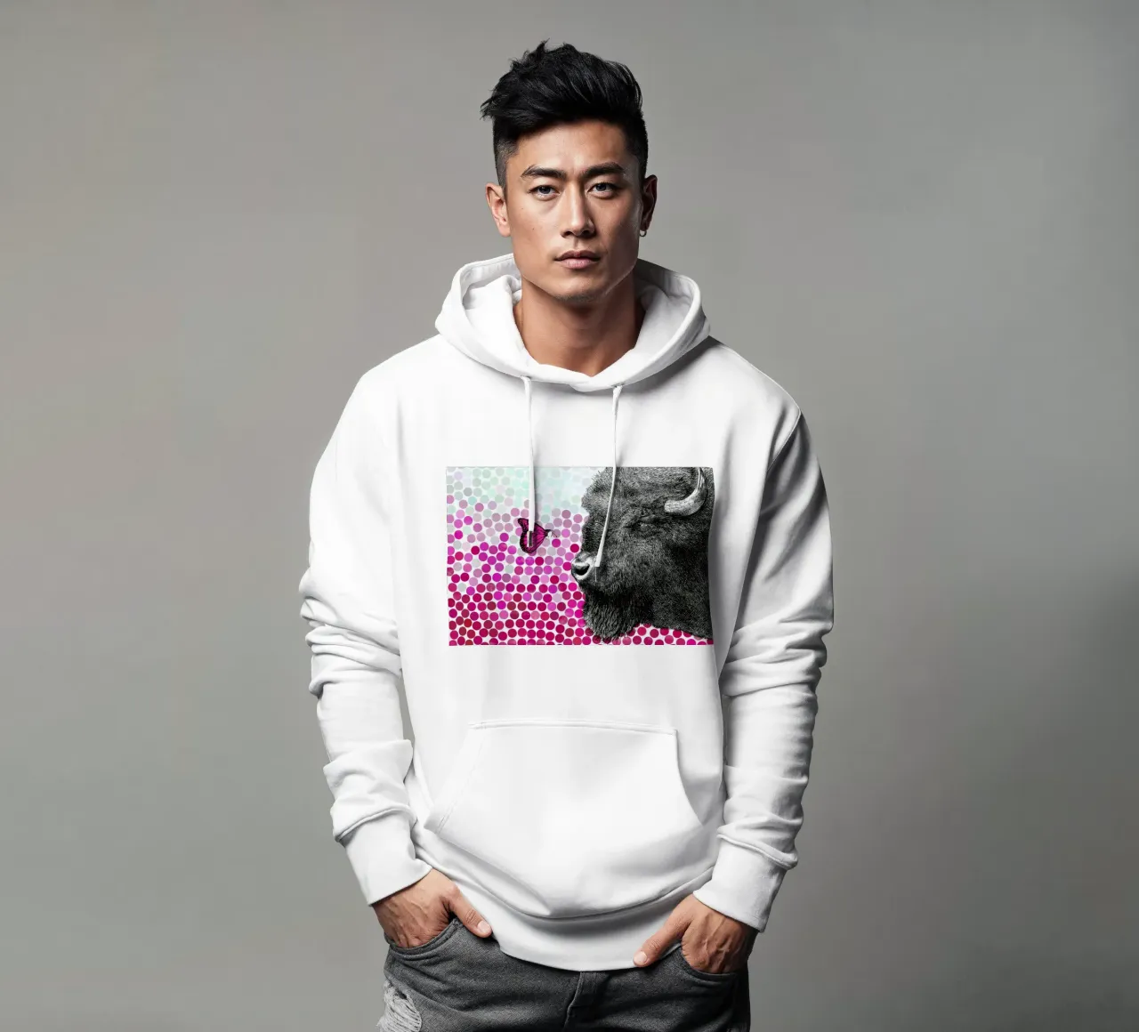 Bison and Butterfly sudadera con capucha de Eric Fan