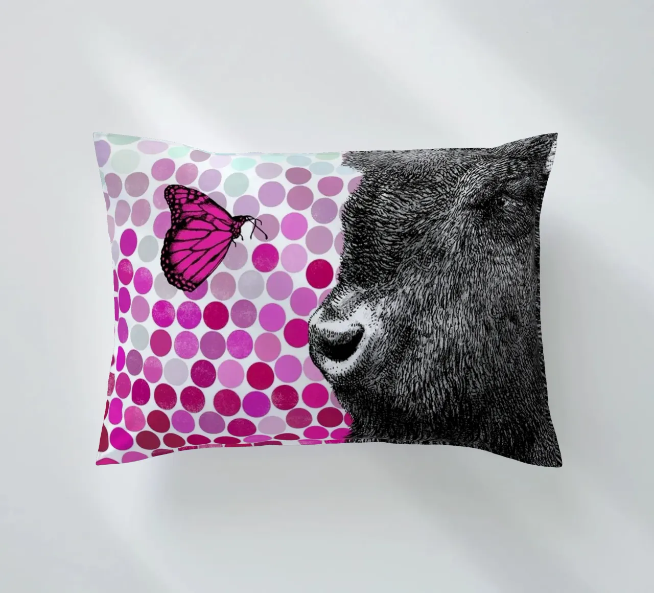 Bison and Butterfly cuscino da Eric Fan