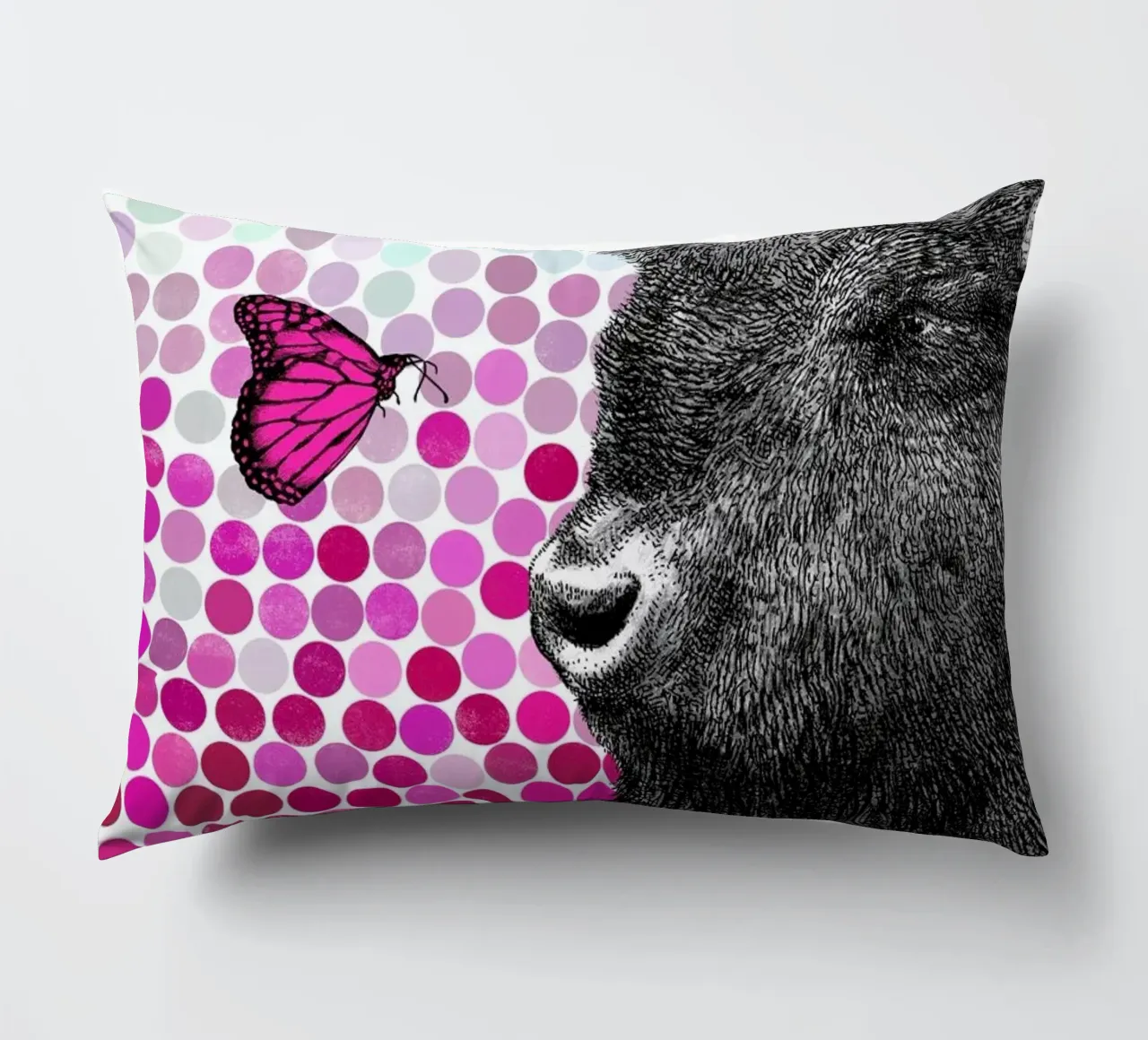 Bison and Butterfly cuscino da Eric Fan