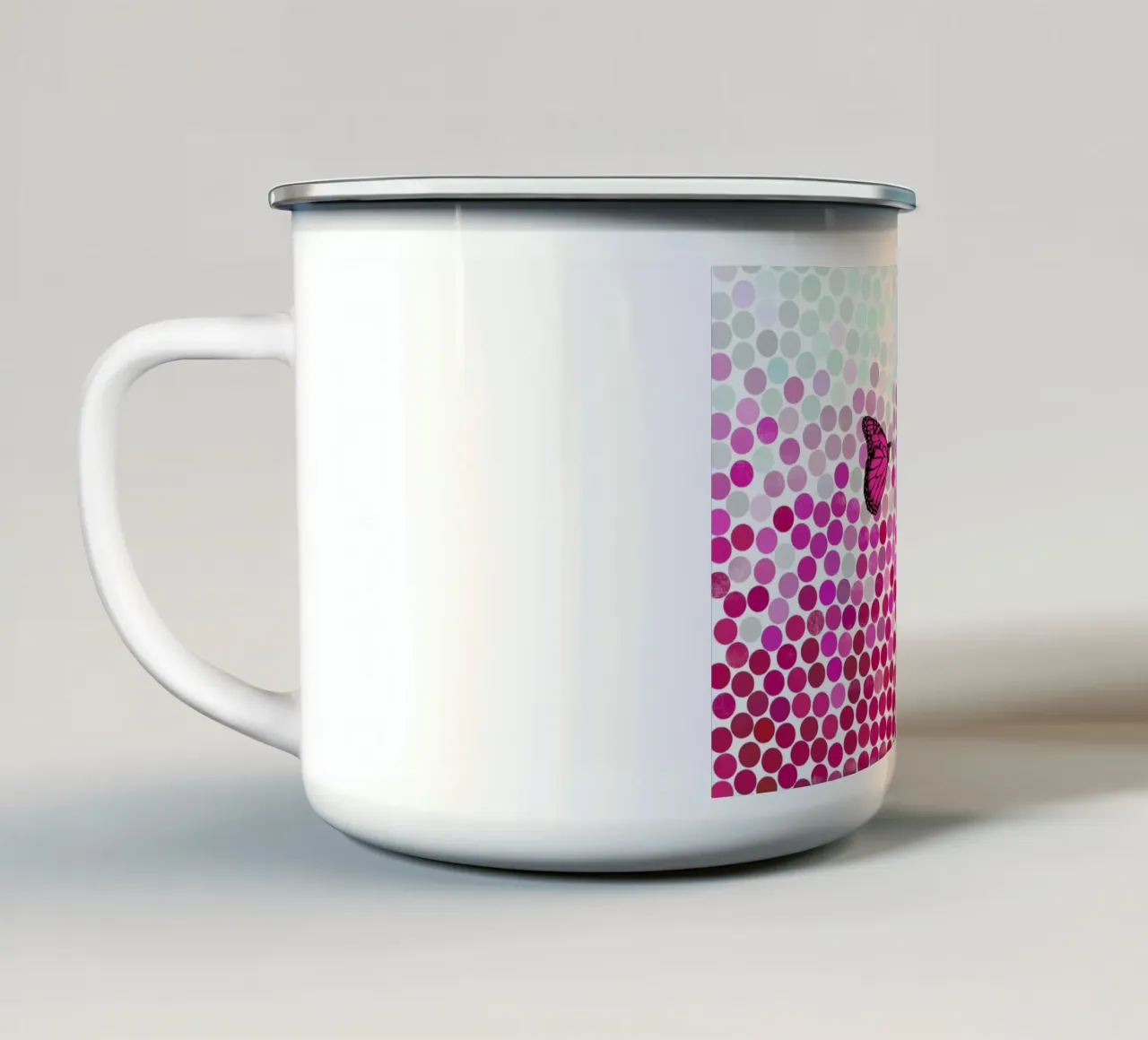 Bison and Butterfly enamel mug by Eric Fan