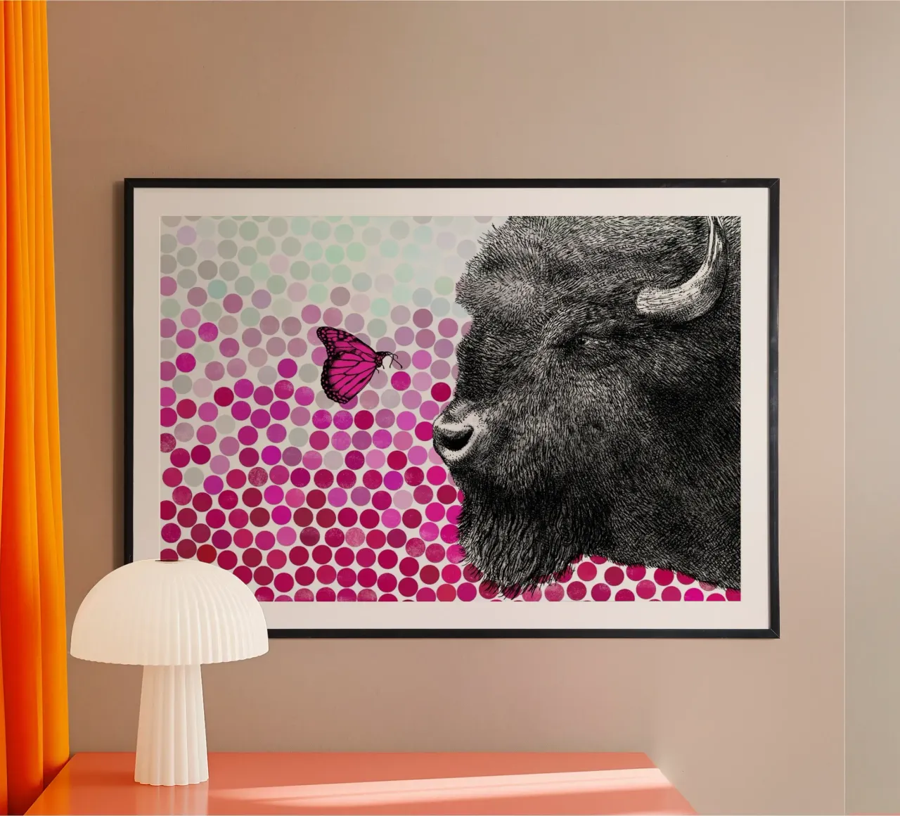 Bison and Butterfly carta hahnemühle da Eric Fan