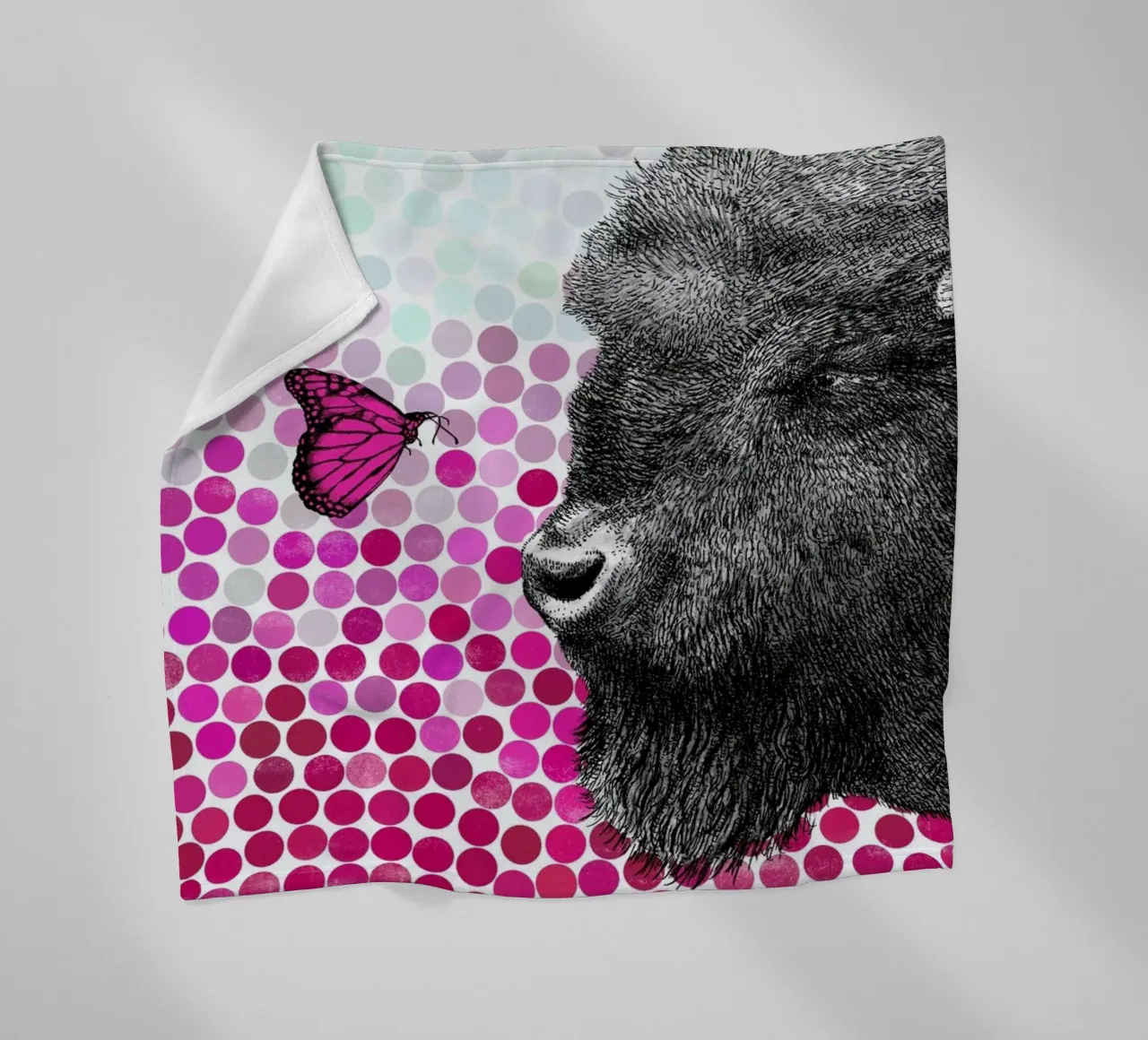 Bison and Butterfly coperta in pile da Eric Fan