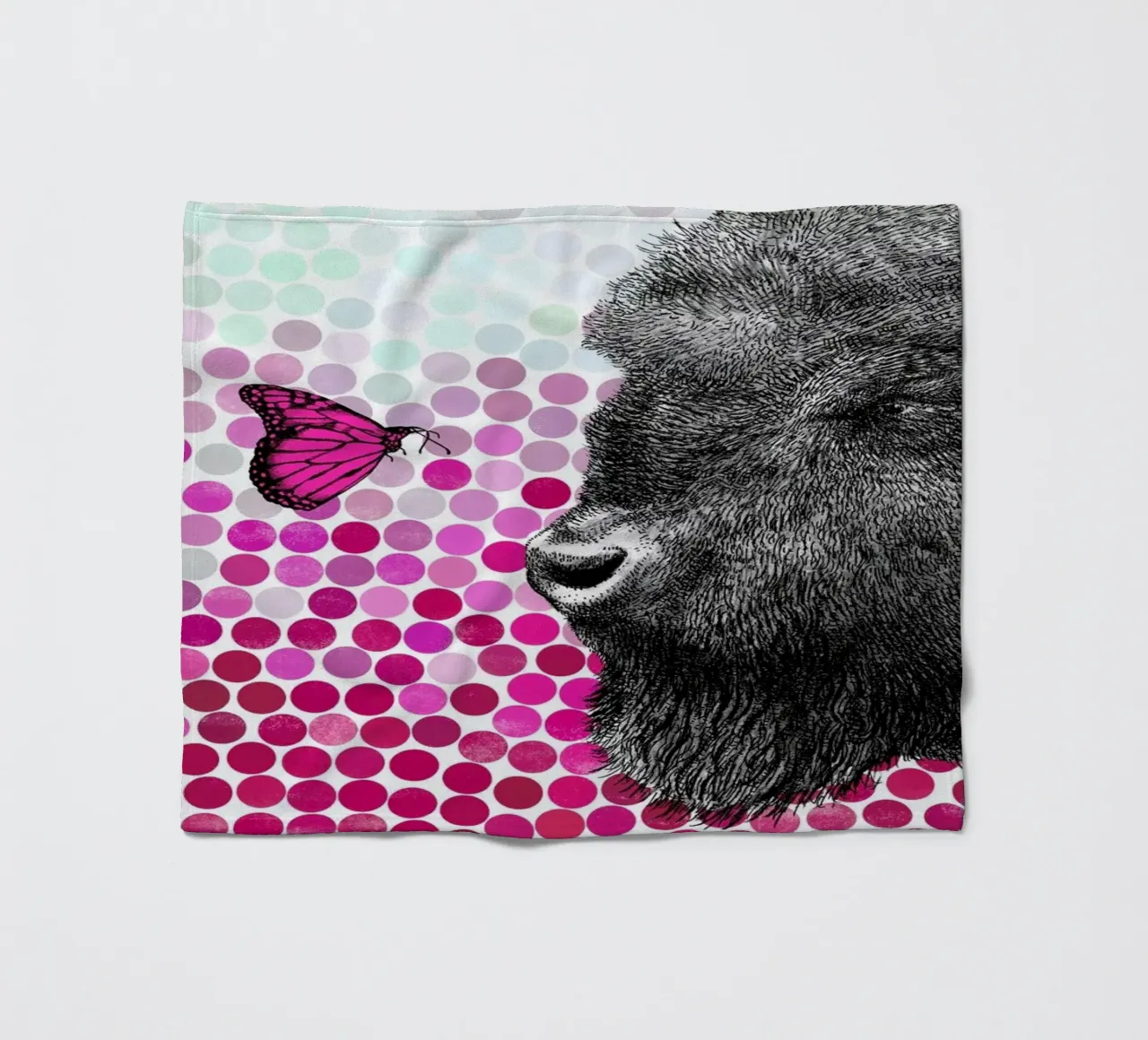 Bison and Butterfly coperta in pile da Eric Fan
