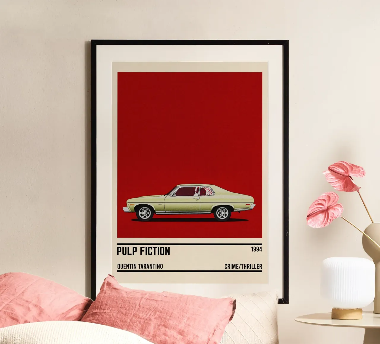 Pulp Fiction car poster con telaio in plastica da TheArtstudio