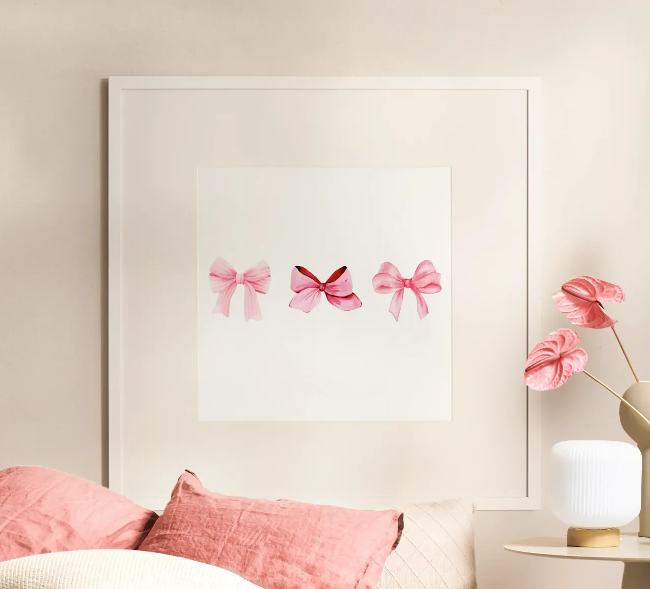 Pink Coquette Bows poster con telaio in plastica da Little Lola