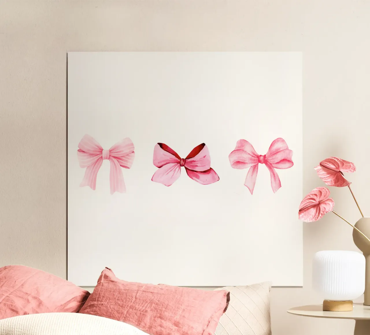Pink Coquette Bows poster con telaio in plastica da Little Lola