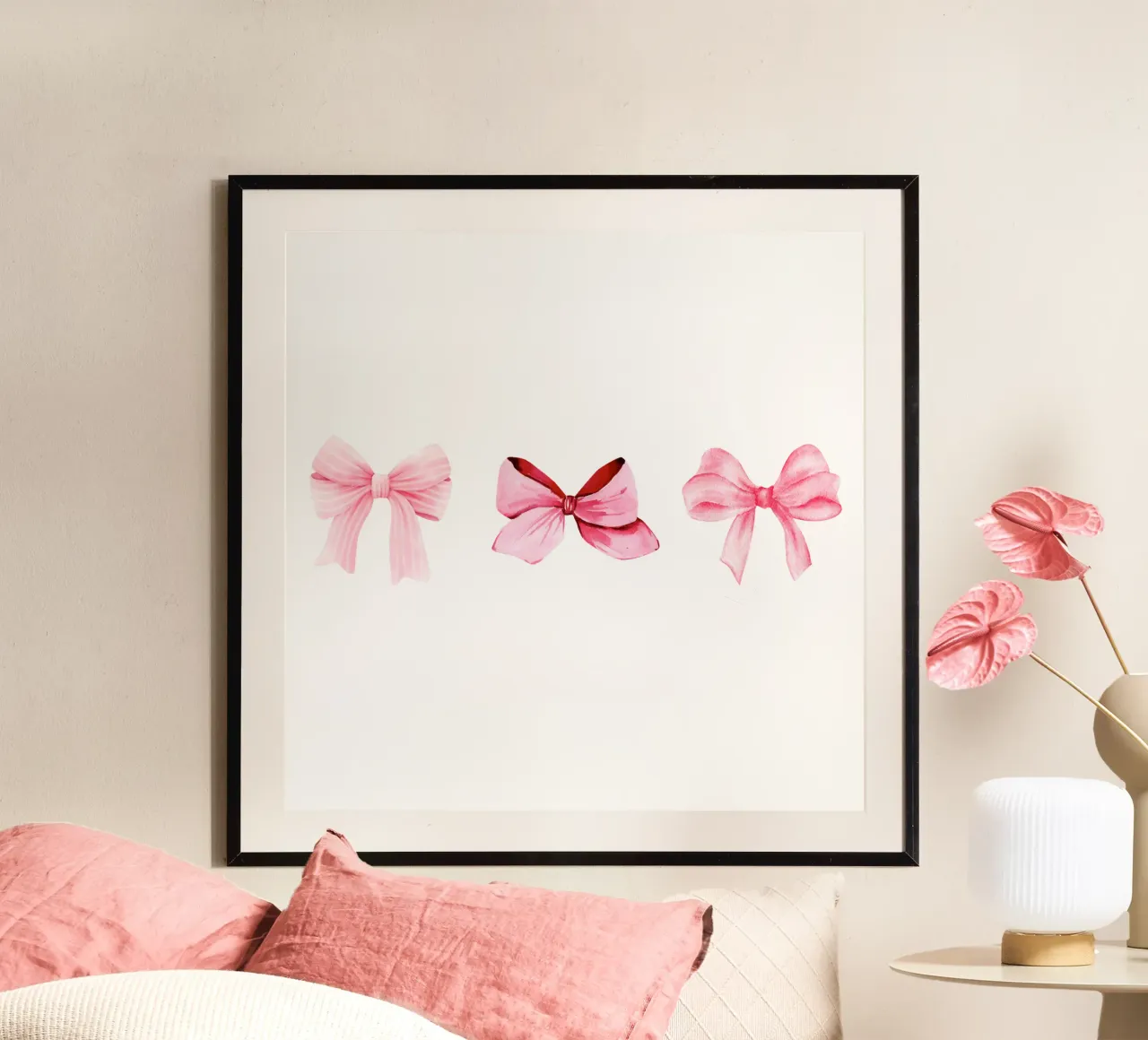 Pink Coquette Bows poster con telaio in plastica da Little Lola