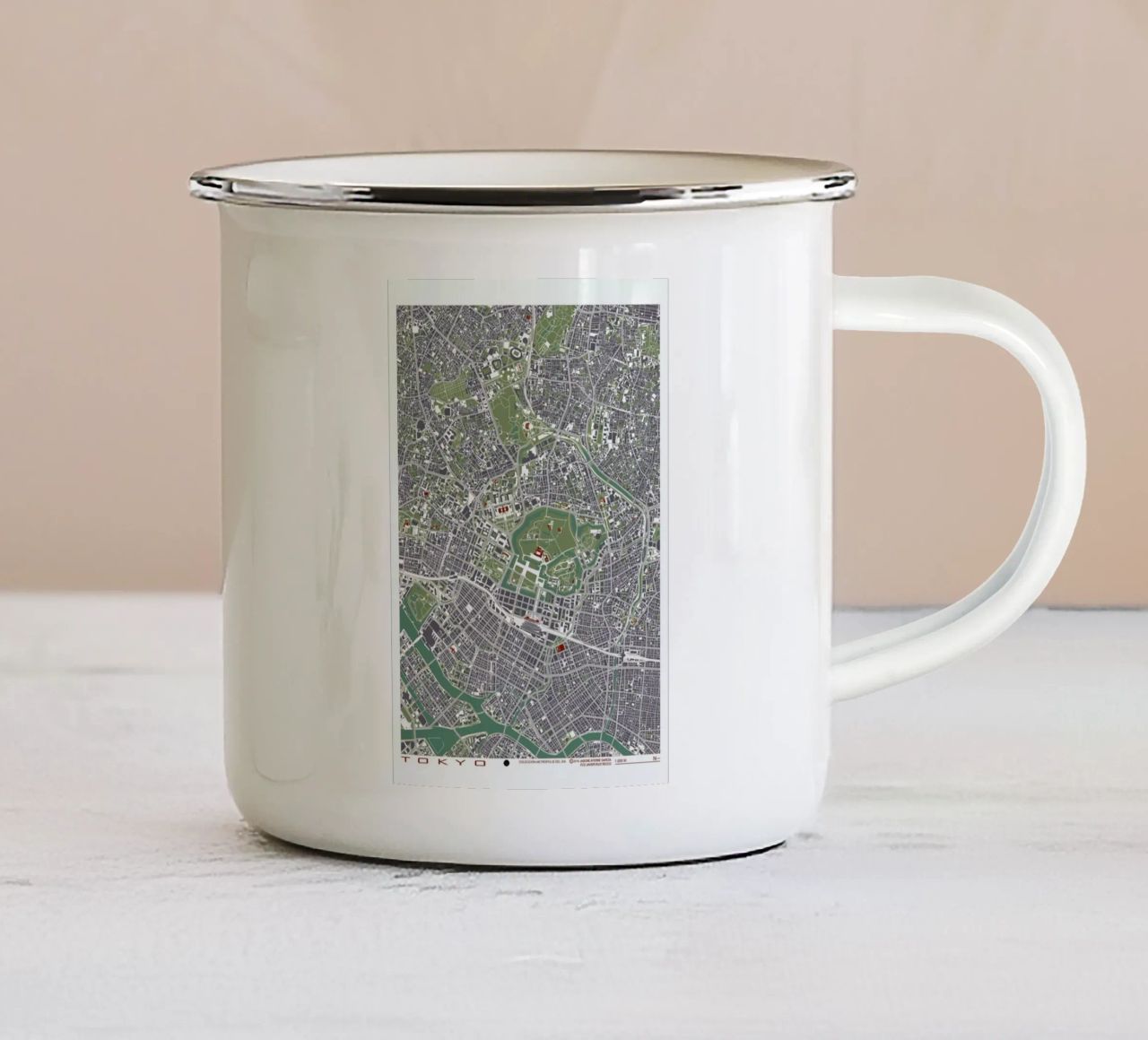 Tokyo Engraving tazza in smalto da Planos Urbanos