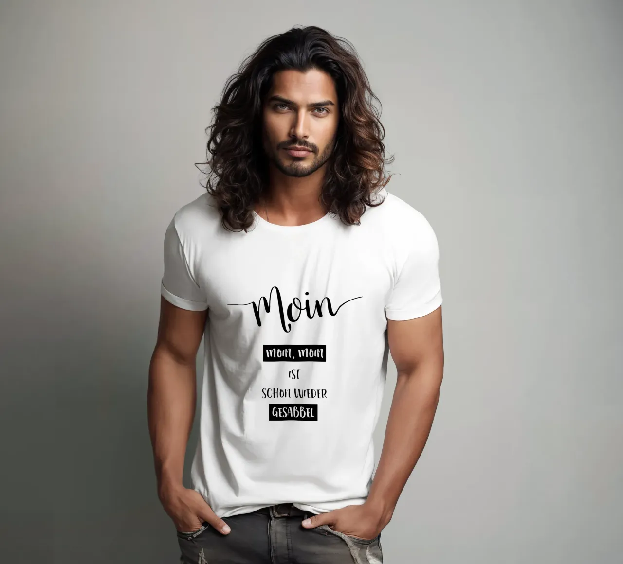 Plattdeutsch MOIN - MOIN, MOIN IST SCHON WIEDER GESABBEL t-shirt da Melanie Viola