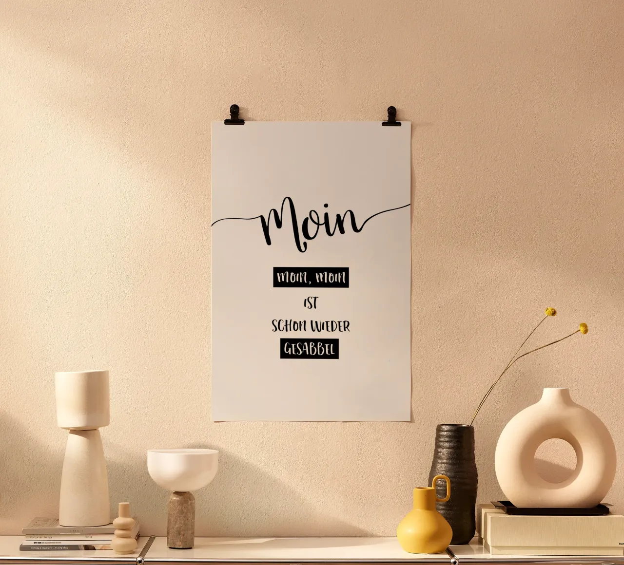 Plattdeutsch MOIN - MOIN, MOIN IST SCHON WIEDER GESABBEL carta hahnemühle da Melanie Viola