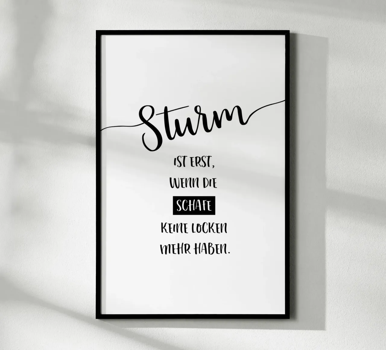 STURM = SCHAFE OHNE LOCKEN poster con telaio in alluminio da Melanie Viola