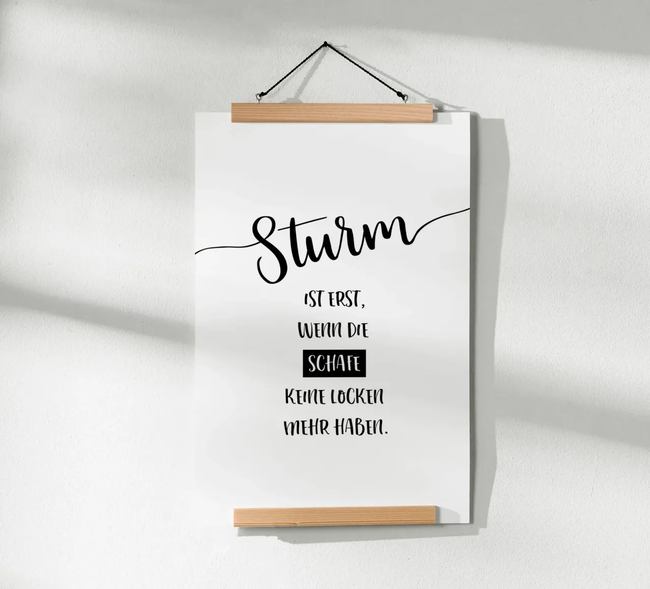 STURM = SCHAFE OHNE LOCKEN poster con telaio in alluminio da Melanie Viola