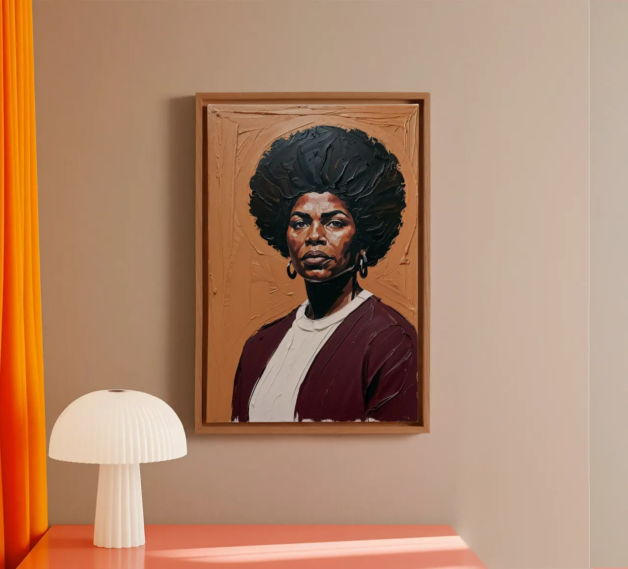 Angela Davis Textured Portrait Art, Empowering Muurdecor canvas met Baklijst van AlbertKlee