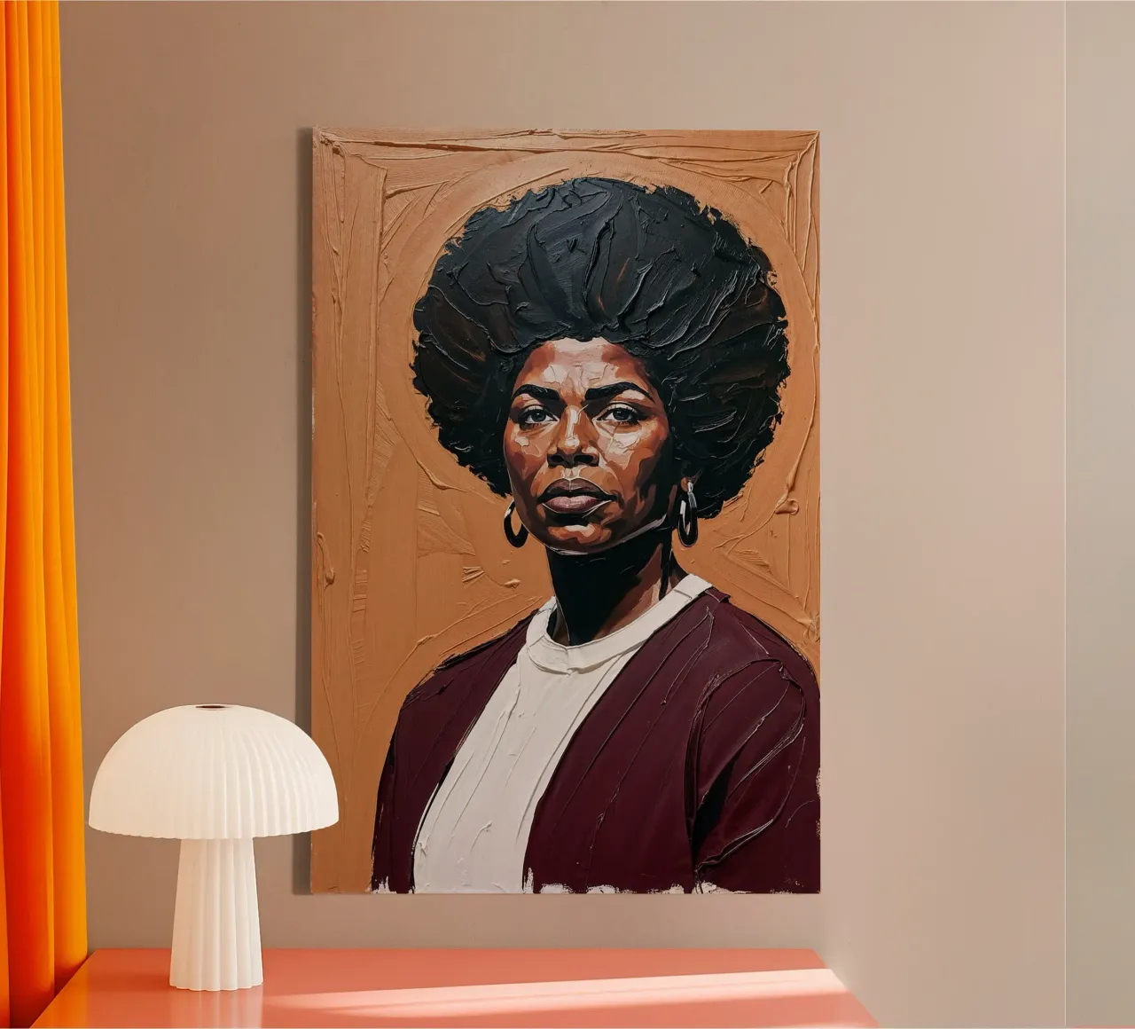 Angela Davis Textured Portrait Art, Empowering Muurdecor canvas met Baklijst van AlbertKlee