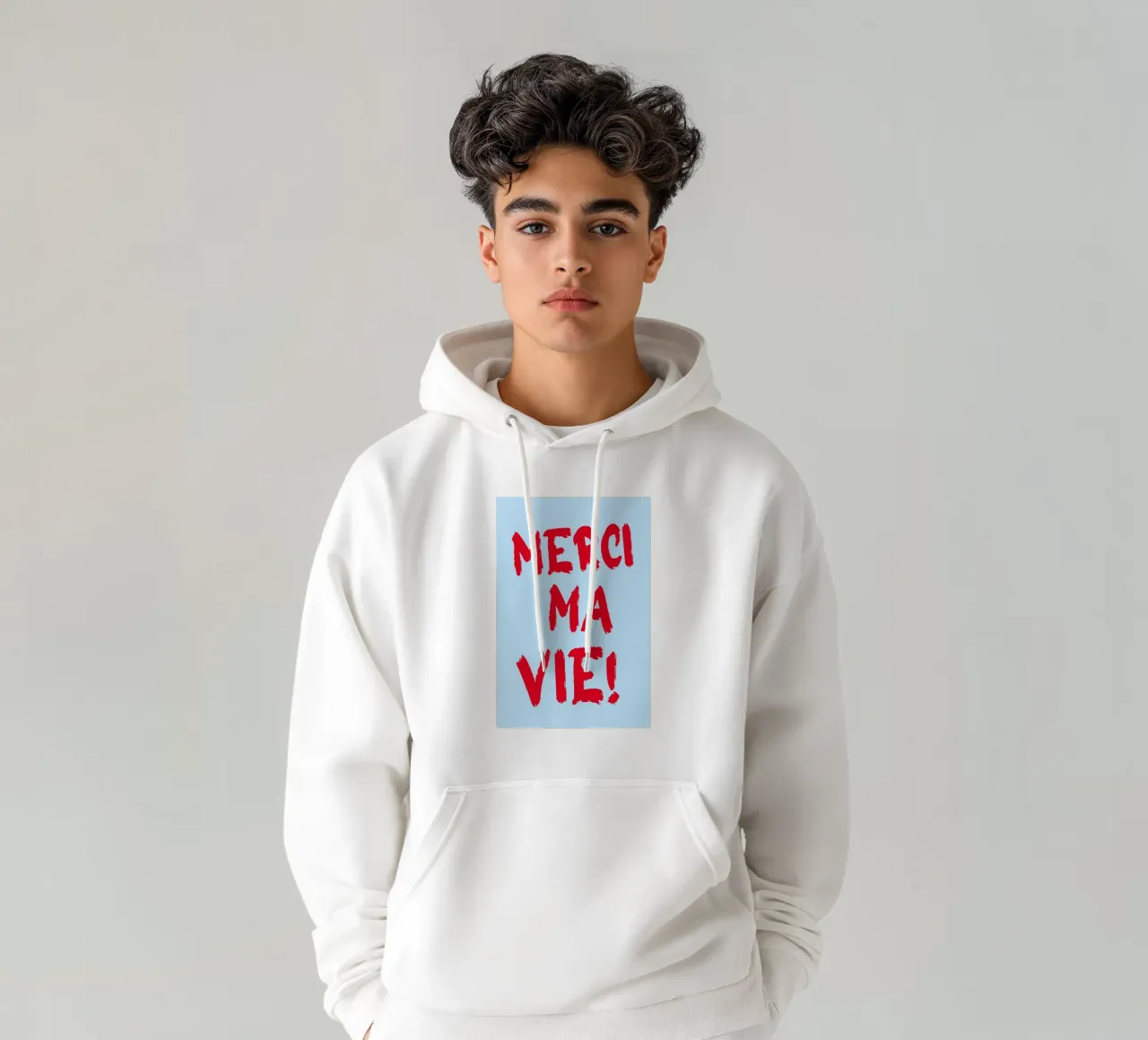 Merci ma vie felpa con cappuccio da Ohkimiko