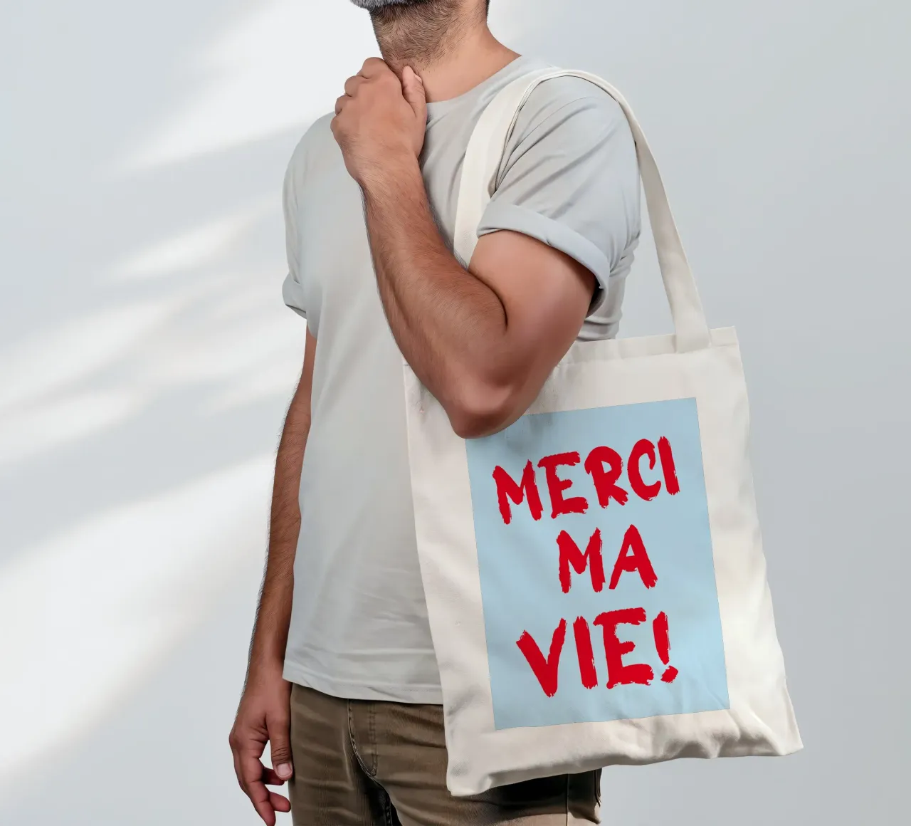 Merci ma vie borsa in juta da Ohkimiko