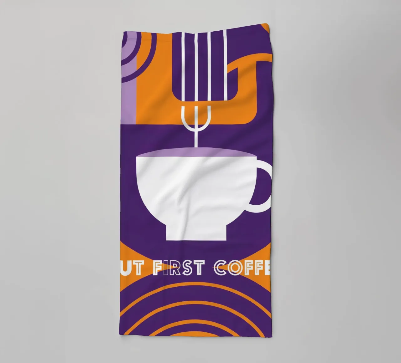 Ma prima il caffè" arte del caffè viola asciugamano da bagno da Carinaprint