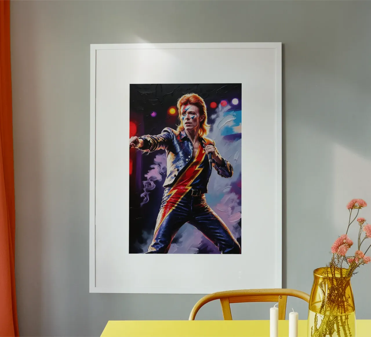 David Bowie Textured Portrait Art, Ziggy Stardust Art Poster poster con telaio in legno da AlbertKlee