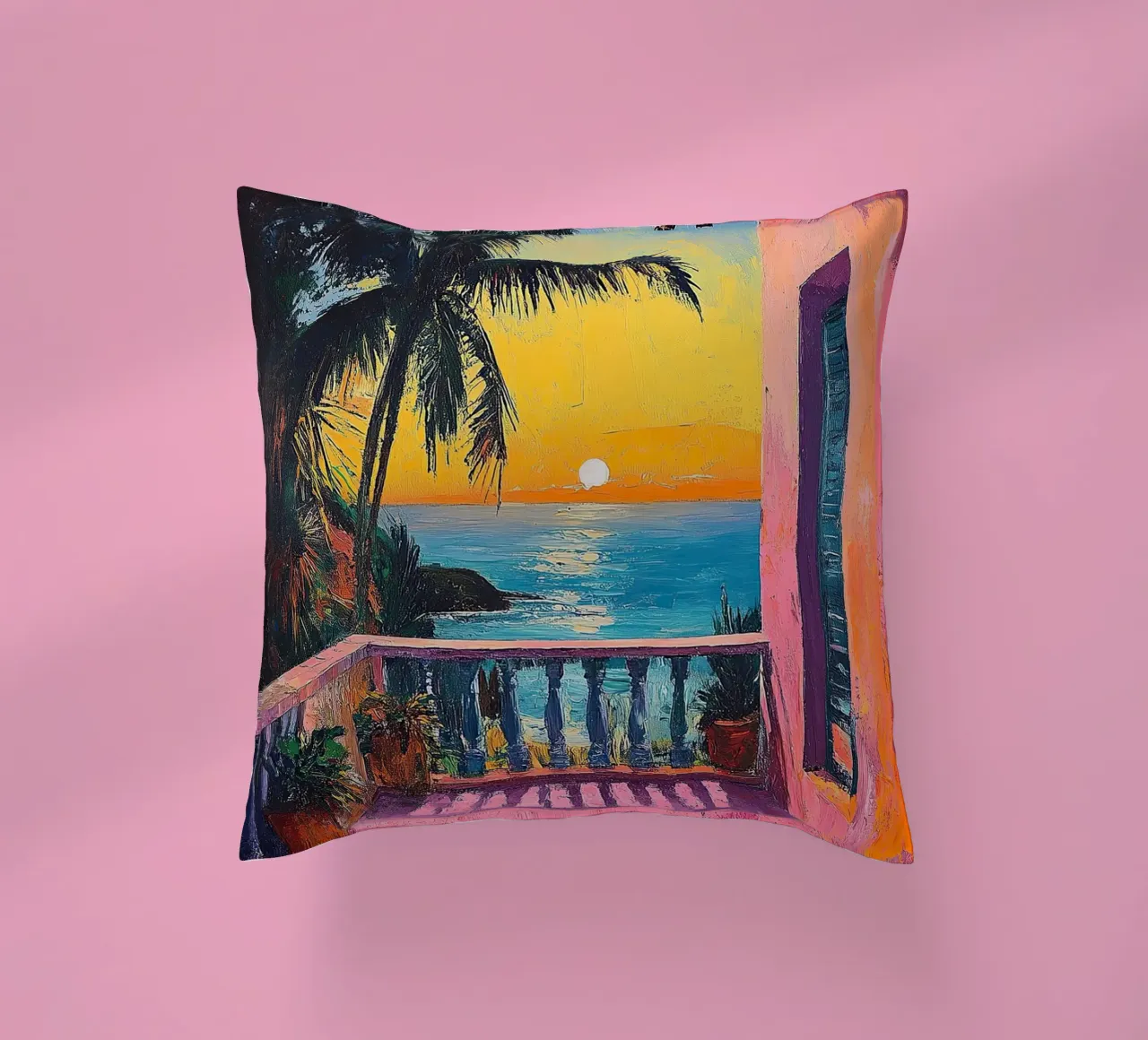 The Gateway to Vibrant Dreams decorative cushion by Nikis Art Studio
