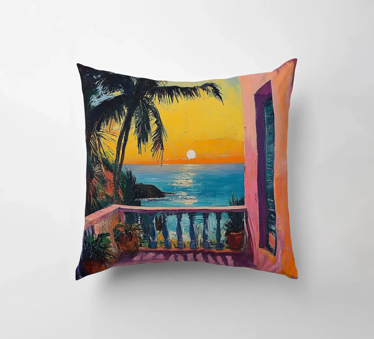 The Gateway to Vibrant Dreams decorative cushion by Nikis Art Studio