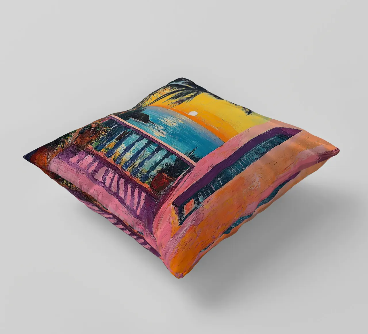 The Gateway to Vibrant Dreams decorative cushion by Nikis Art Studio