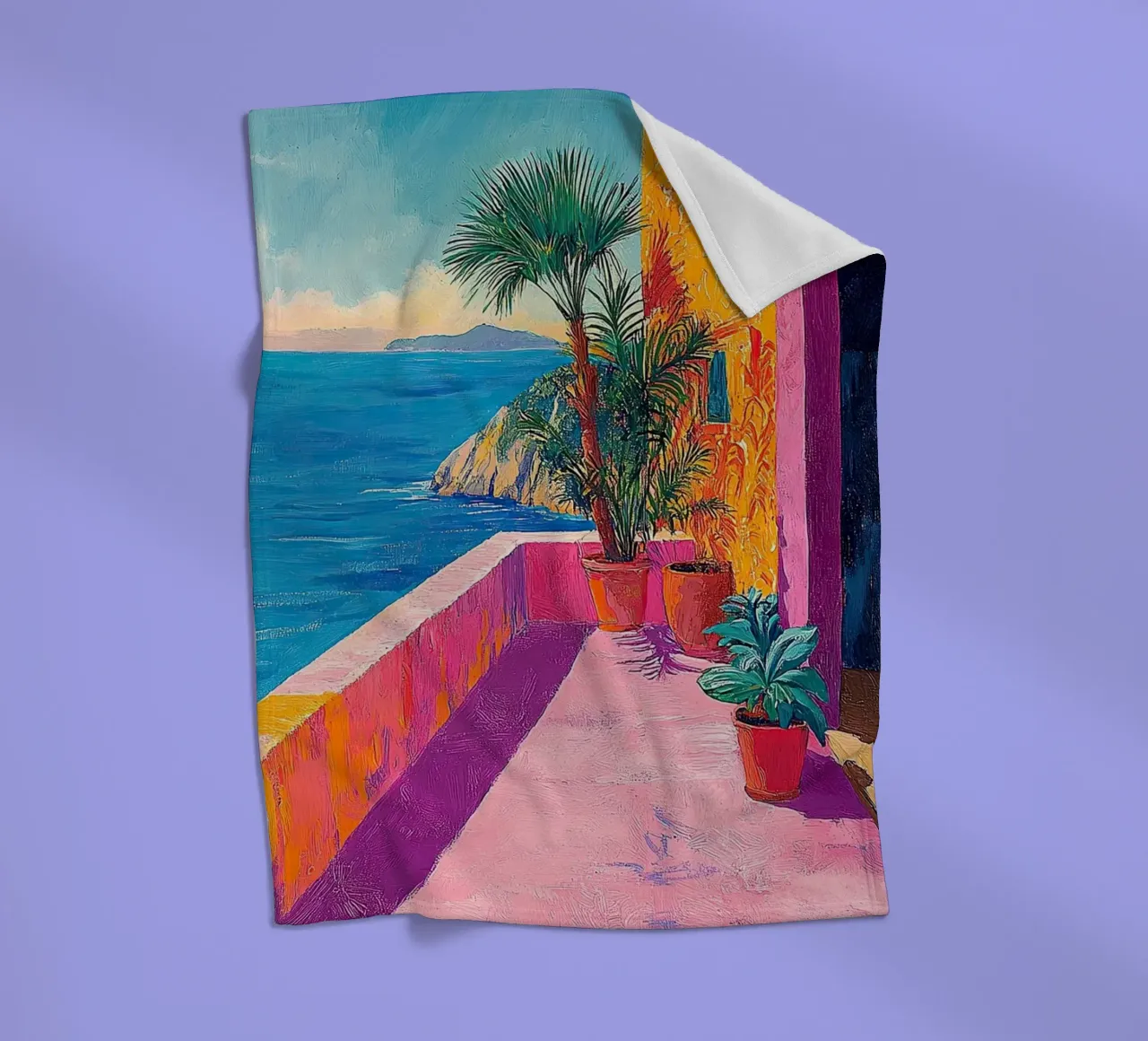 Colors of the Coast fleece blanket by Nikis Art Studio