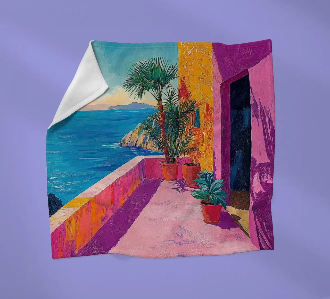 Colors of the Coast fleece blanket by Nikis Art Studio