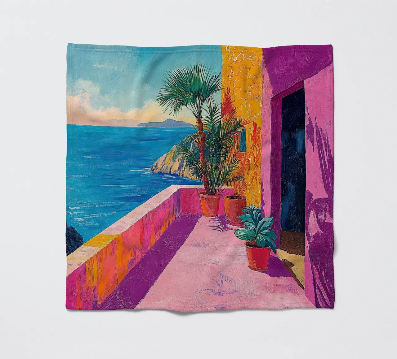 Colors of the Coast fleece blanket by Nikis Art Studio