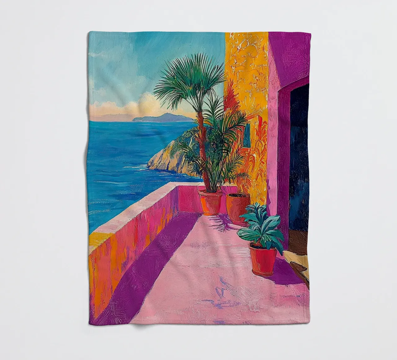 Colors of the Coast fleece blanket by Nikis Art Studio